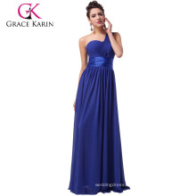 Dropshipping Service Hot Sale Grace Karin Ladies Chiffon One Shoulder Royal Blue Prom Dress Long CL6022-1